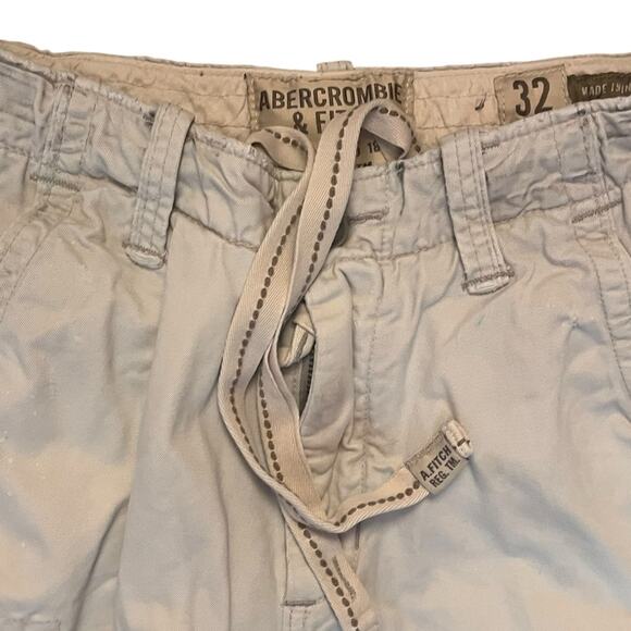 Vintage Abercrombie Fitch Distressed Cargo Shorts Mens 32 Khaki Utility Baggy 9” - Picture 2 of 10